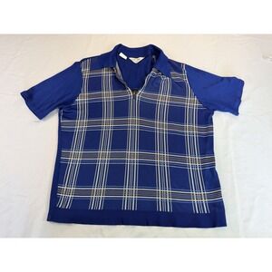 Gaucho Originals Rockabilly Blue Zip Shirt Size Medium Made In USA Retro